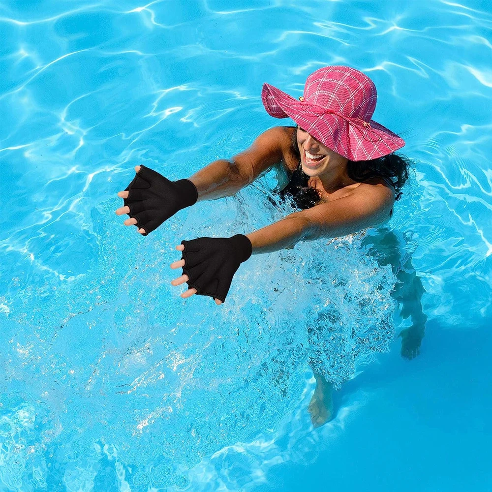 1 Чифт плувни перепончатых ръкавици за мъже, жени, деца, Водоустойчив водни ръкавици за повишаване на устойчивостта на горната част на тялото, без избледняване