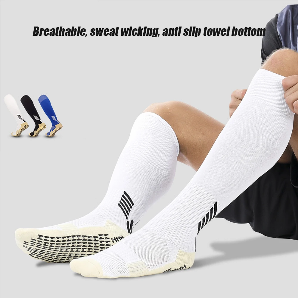 1 Чифт спортни футболни чорапи с захват без приплъзване, Дышащее кърпа до коляното, за колоездене, разходки, спортни тренировки, Дълги футболни чорапи, Новост