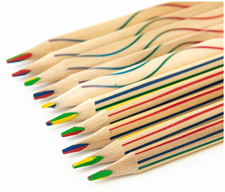 10 бр., Четири дървени цветни молив със същия дизайн, модел 