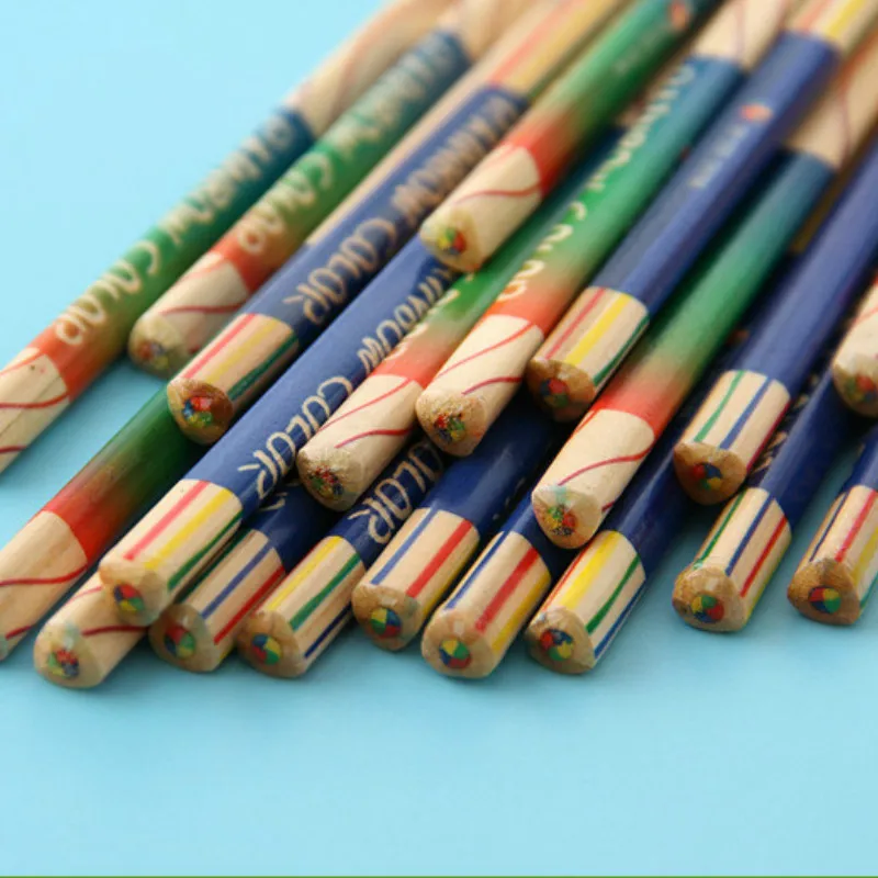10 бр., Четири дървени цветни молив със същия дизайн, модел 