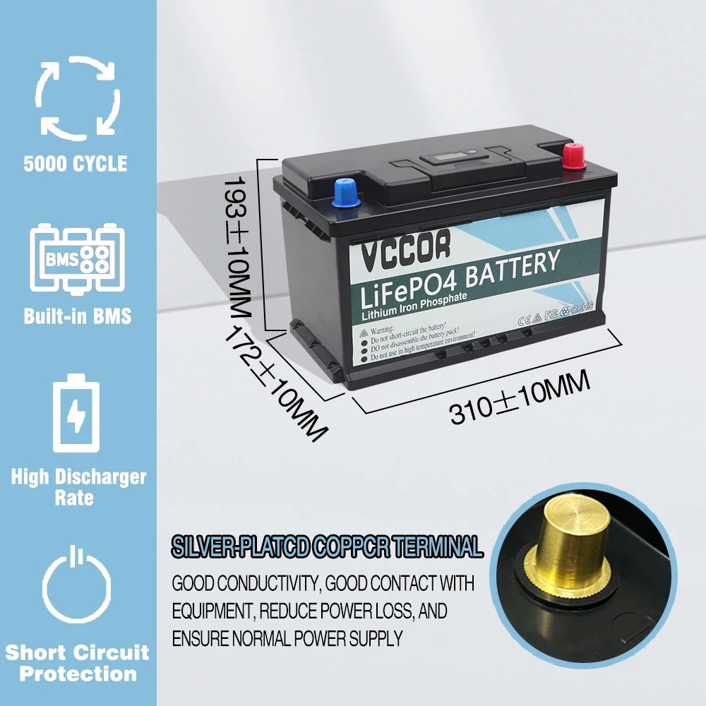 12v 200AH Lifepo4, Литиево-желязо-фосфатный батерия Вграден BMS 5000 цикъла За подмяна на по-голямата част резервно копие на източник за домашно съхранение на енергия