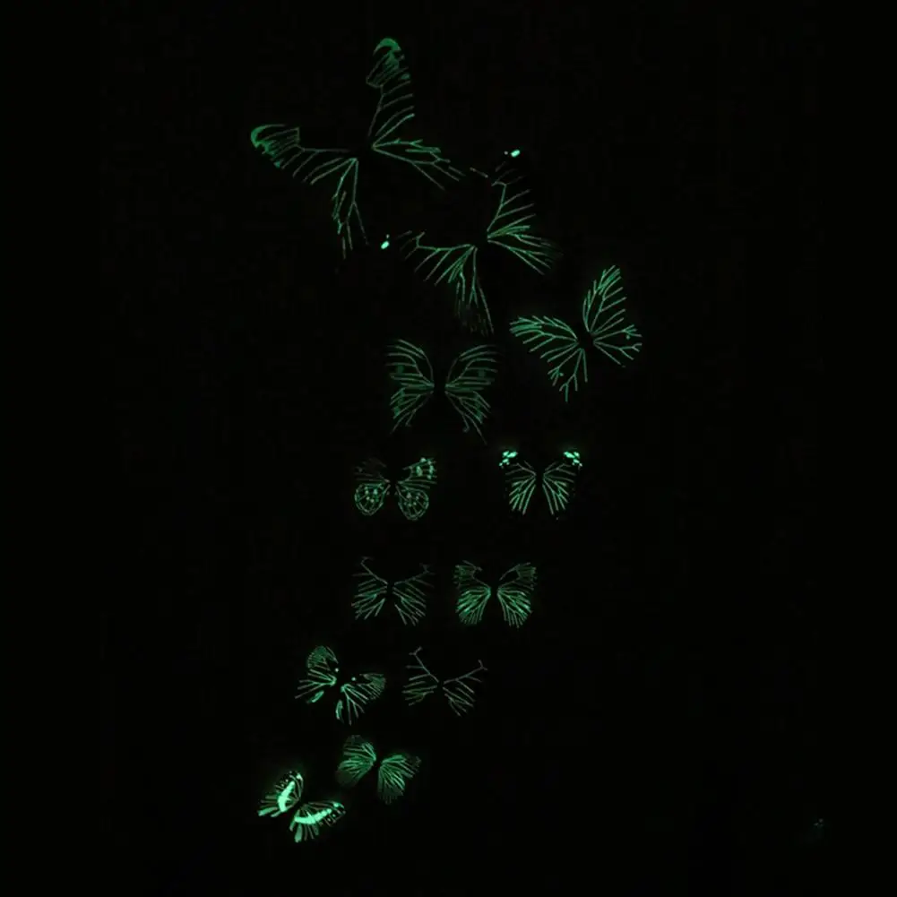 12шт Стикери за стена с пеперуди, светещи триизмерни декоративни Тапети с пеперуди 