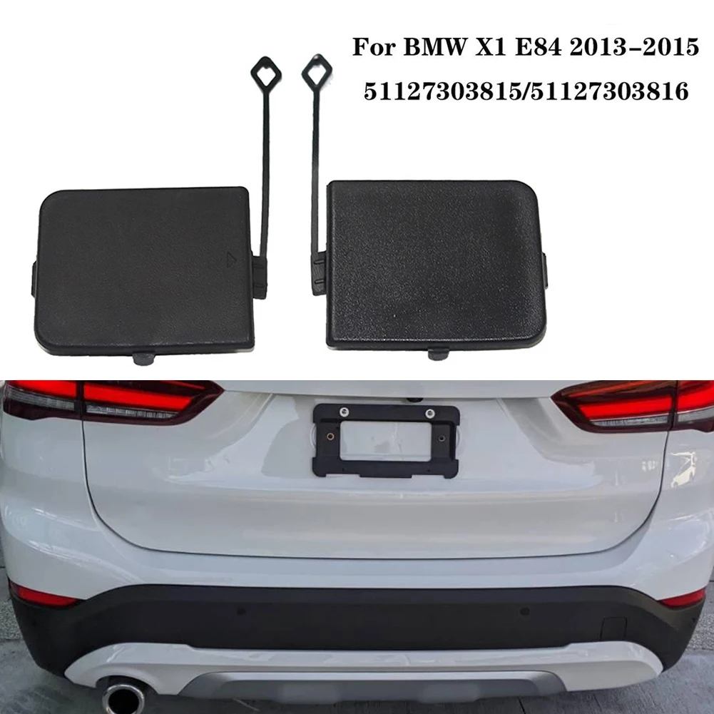 2 елемента Авто L + R Ръчно Теглене Отвор на Задната Кука на Кутията Черна Пластмасова Броня Капачка Теглич За BMW X1 E84 2013-2015