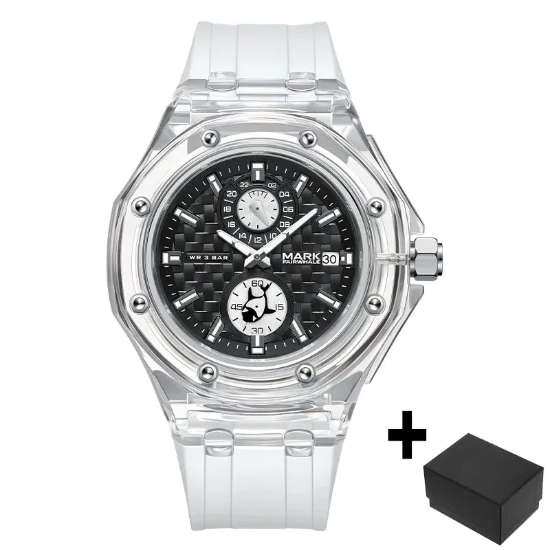 2023 Нов модерен мъжки часовник известната марка Mark Fairwhale, Прозрачен корпус, водоустойчив кварцов часовник, Луксозни Мъжки Безплатна покупка