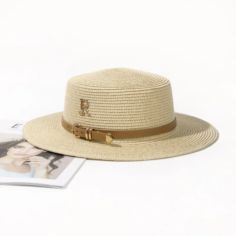 2023 Нова луксозна солнцезащитная шапка За Жени, лятна слама тканая солнцезащитная шапка с френски колан, ретро цилиндър, Панама, Модни Защита от Слънцето