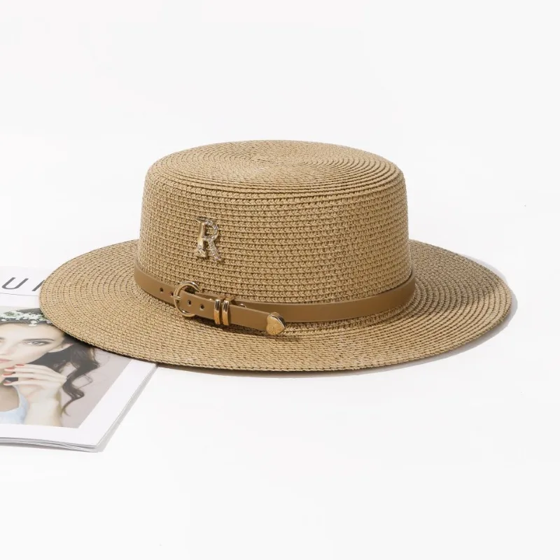 2023 Нова луксозна солнцезащитная шапка За Жени, лятна слама тканая солнцезащитная шапка с френски колан, ретро цилиндър, Панама, Модни Защита от Слънцето