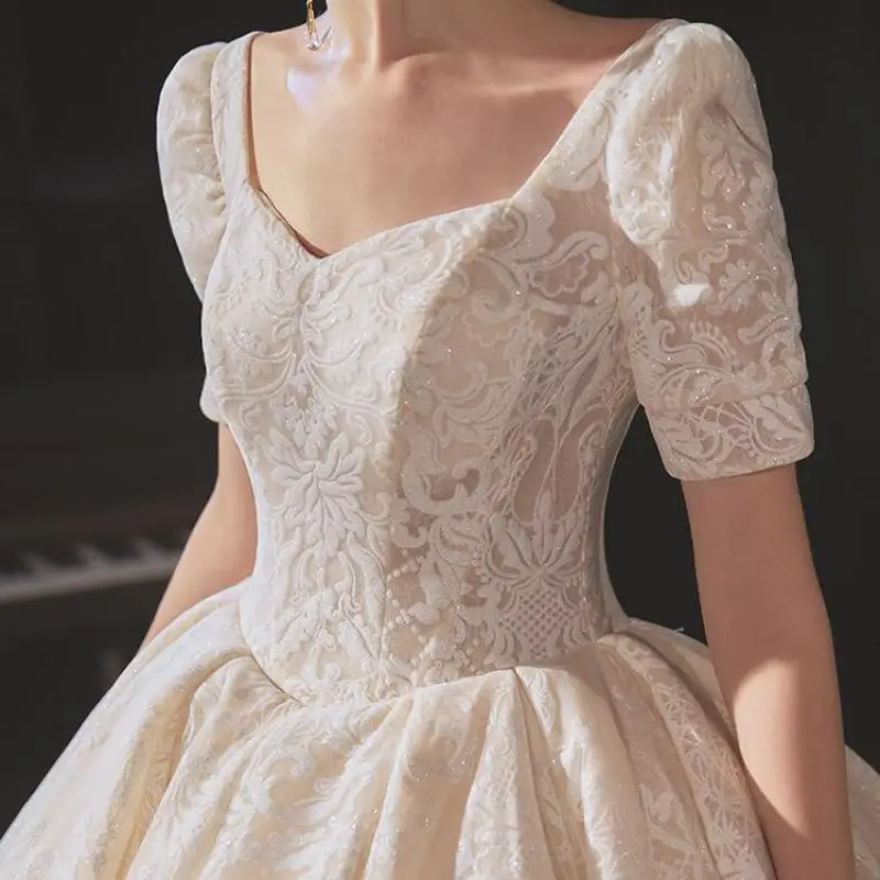 2023 Нови Сватбени рокли За Булката Елегантни Булчински Рокли С Къс ръкав Винтажное Принцеса Рокля по Поръчка