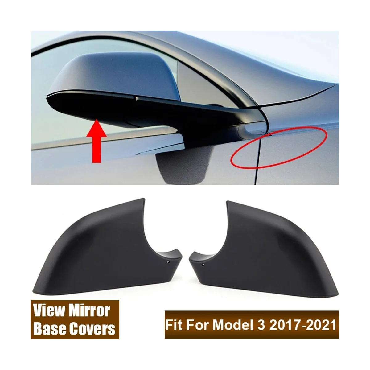 2287.3005 Лявото огледало за обратно виждане Отдолу на Дъното на притежателя на Корпуса за Tesla, Модел 3 2017-2023 Защитен калъф за огледала за обратно виждане