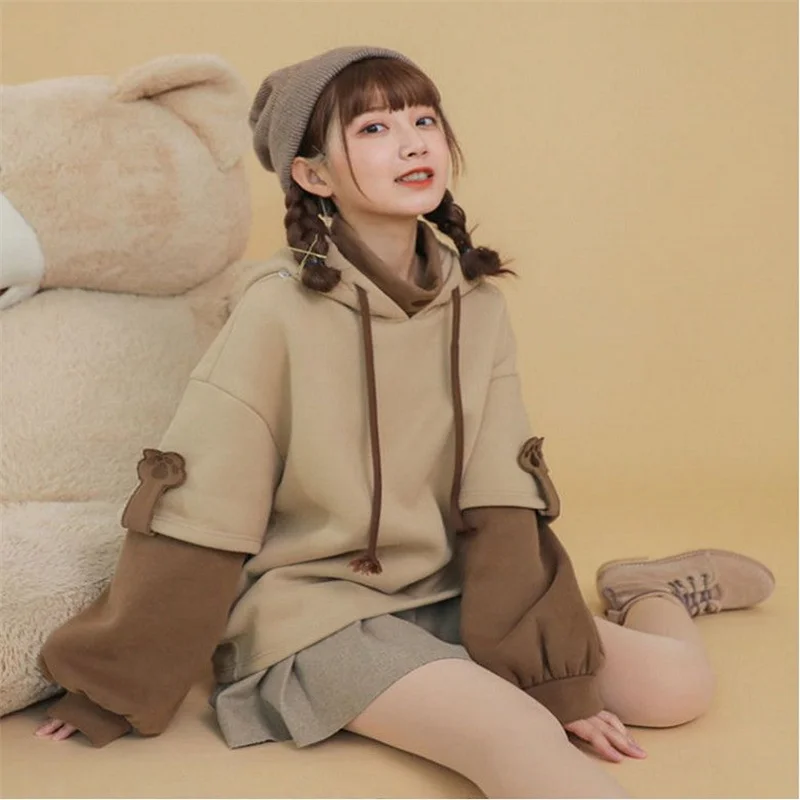 EBAIHUI/ Дамски hoody, Модерен дизайнерски женски пуловер от две части, есен-зима, Ретро стил, Hoody с дълъг ръкав, Свободен топ