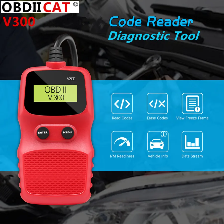 ELM327 V300 Четец на OBD-код OBD2 Скенер на Автомобила Проверка на Неизправност на двигателя на LCD инструмент за Диагностика на Автомобилни Аксесоари