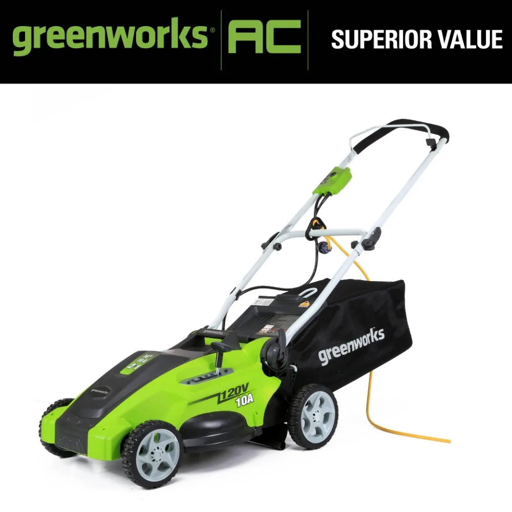 Greenworks 10-амперная 16-инчовата електрическа косачка с кабелен задвижване, 25142