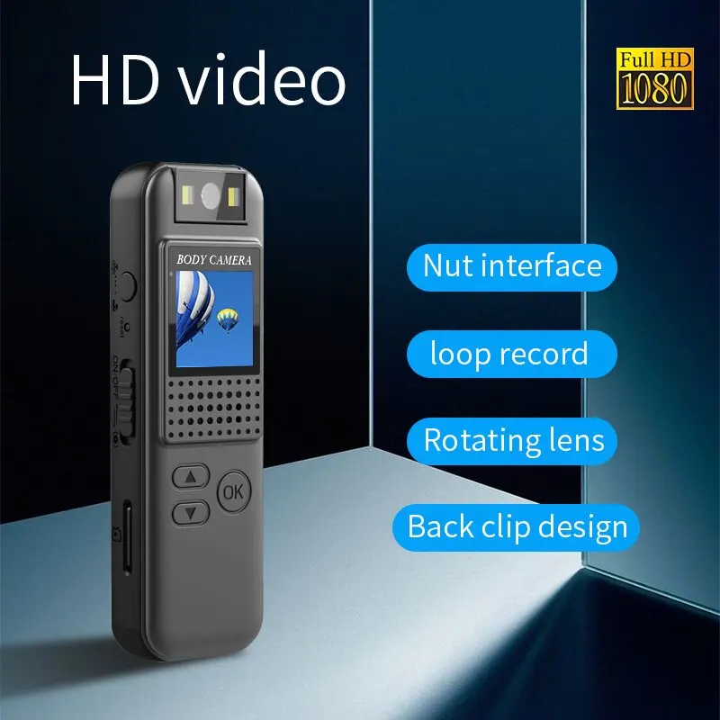 HD Мини DV Камера Инфрачервено дървар за нощно виждане за прилагане на закона Обектив със завъртане на 180 градуса Помещение за спорт на открито с опакото на клипсой