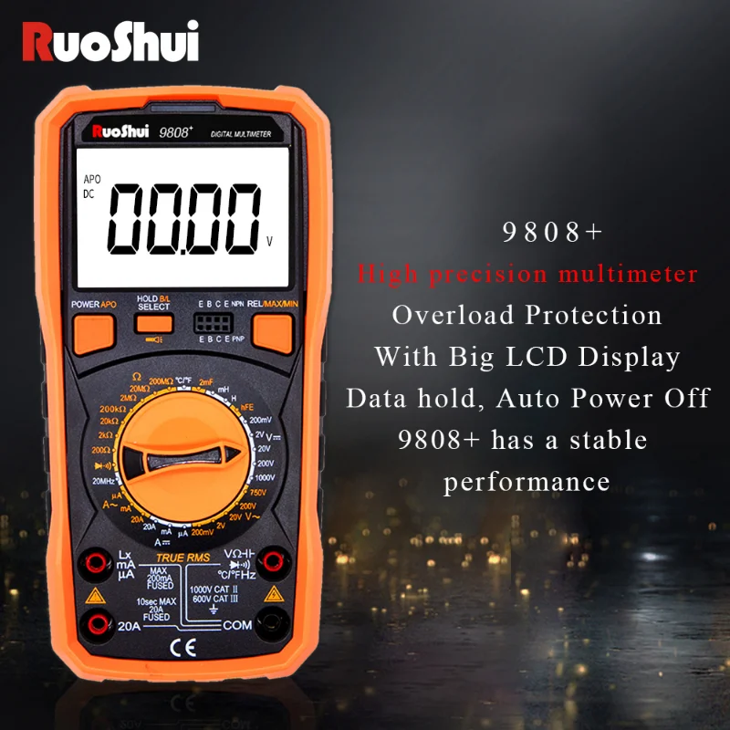 RuoShui 9808 + Цифров Мултицет Индуктивност 20Н точност ръководят 2000 icf Капацитивен М честота 20 Mhz За измерване на температурата с помощта на LCR