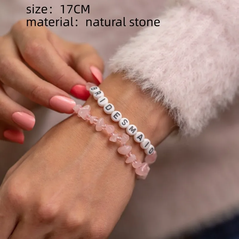 Vlen Индивидуален гривна с букви за жени, Бижута Бохо Летни Плажни Гривни от естествен камък Персонализирани Гривни Stack Jewellery