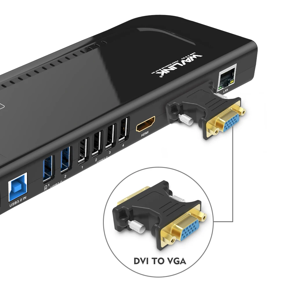 Wavlink USB 3.0 Универсална док станция с двоен дисплей 2K HDMI/DVI/VGA С високата скорост на трансфер на данни 5 Gbit/и За лаптопи/PC/Mac