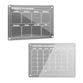 1 комплект магнитни акрилни календари за хладилник, прозрачен календар за хладилник, набор от магнитни дъски за планиране, сухо изтриване, цветен