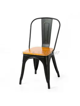Индивидуален Стол в индустриалния стил, маса за Хранене, стол от вътрешния желязо, Ресторант, Black Metal, Икономически Единния Свободно време