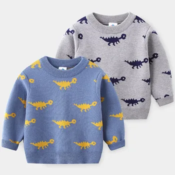 2023 Есенно-Зимния Топъл Детски пуловер с дълги ръкави за деца 2, 3, 4, 5, 6, 8, 10 години с анимационни герои, вязаный пуловер за малки момчета