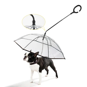 Стоки за домашни любимци Прозрачен Чадър С-образен тип, Регулируем колан за разходки на кучета в дъждовните дни, Яки, Колан, каишки