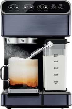 Кафемашина за Еспресо с пароваркой, Автоматична машина за Кафе с едно докосване, Машина за приготвяне на единични или двойно Капучино, Кафе машина за приготвяне на лате, Кафе машина за еспресо