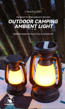 Аксесоари за къмпинг и риболов D2 Лампа със студен, топло светлина USB Слънчеви преносими акумулаторни фенери Подвесная лампа за палатка