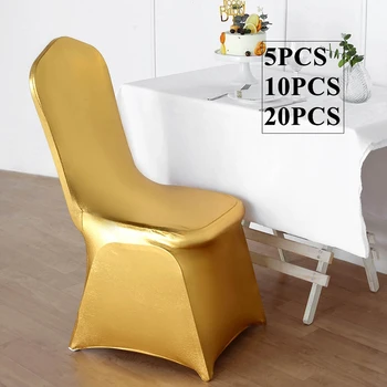 Калъф за стол от ликра Златист цвят с бронзов покритие, Украса за Сватбени партита, Калъфи за столове