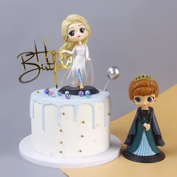 Замразени Сладък торта Принцеса Кралица на Елза и Анна, украса за дома, Колекционерски фигурки, играчки за момичета, подарък за рожден ден
