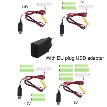 E56B Универсален акумулаторен отсекатель, захранващ кабел ЕС, подмяна на батерии тип АА ААА за Радио, електрически играчки часа, led ленти
