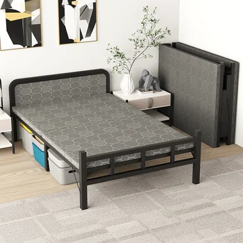 Единични Съвременните Сгъваеми легла за възрастни Евтини Легла от скандинавски метал, экономящие пространство, Сигурна мебели за дневна, Удобни Мебели за спалня