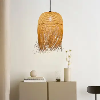Ръчно изработени бамбукови окачен лампа, Декоративен Окачен лампа за апарт-хотел