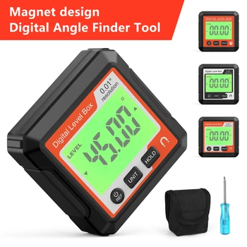 Магнитен инклинатор Цифров ниво и угломер Универсален 4 * 90 ° Инклинометр LCD дисплей Дипметр С възможност за превключване от блок 4
