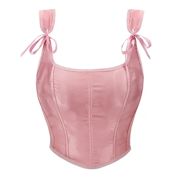 Женски корсет в стил жилетка цвят розов лотос, който поддържа гърдите, топ за корекция на фигурата, бельо за жени, корсети за жени