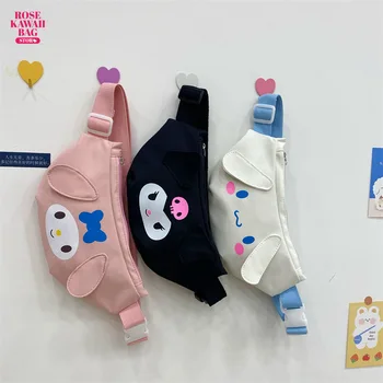Чанта Sanrio, Чанта през рамо Kawaii Kuromi Melody, Мультяшная Универсална Модни и Ежедневни Скъпа Нагрудная чанта Sanrio в Разговорния Стил за Деца