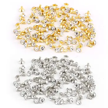100 бр сребро + 100 бр златна спойка с кристали диамантен пръстен 7 мм