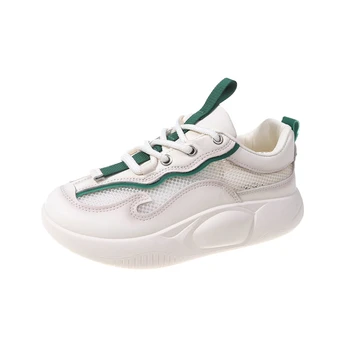 Новост 2023 г.; Дамски Окото Дишащи Обувки За Бягане на платформата със Шнур; Корейска версия Matsuke Bread; Цветна Ежедневни Спортни Обувки За дебела Подметка