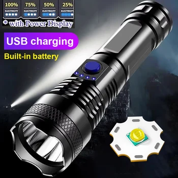 Мощен led Фенерче USB Акумулаторна батерия 3 Режима на Открит Тактически Ловен Полицейски фенер Водоустойчив фенер за самозащита Къмпинг