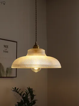 Японски Ретро Минималистичен Месинг Стъклена Окачена лампа LED E27 Home Decor Ресторант Кухня Остров Веранда, Балкон Настаняване В семейство на Спалня