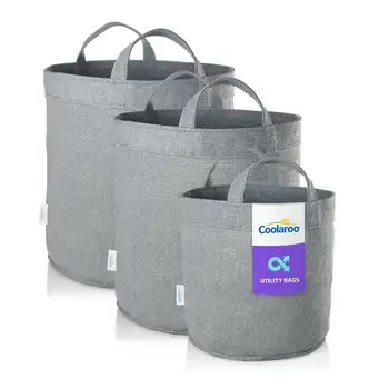 Coolaroo, 3 опаковки, малки, средни и големи кошове за боклук и съхранение на повишен дръжки, сив цвят, стомана