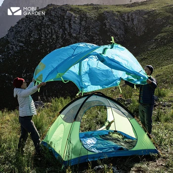МОБИ GARDEN Camping Tent AIR Upgrade 1-4 Човека Ветрозащитный 7 Клас Преносим 1,9 кг Водоустойчива 2000 мм Алуминиев Полюс LengShan Нова
