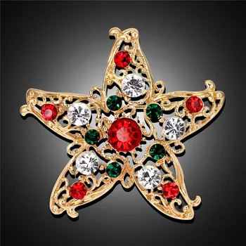 1БР Унисекс Звезда кристал кристал Снежен човек Коледна брошка на Жени Коледен подарък-Коледна брошка във формата на цвете