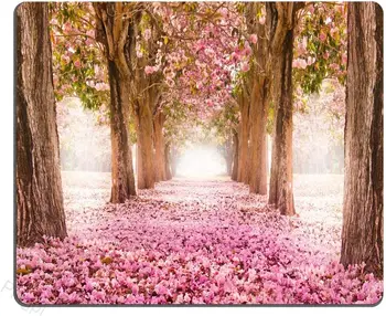 Геймърска подложка за мишка Романтична тунел от розови цветя, за дървета, Индивидуален дизайн, нескользящий гумена подложка за мишка за преносим компютър