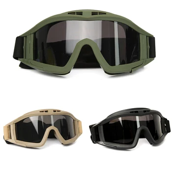 Тактически очила за еърсофт оръжия с 3 лещи, ветроупорен прахозащитен Очила за стрелба по мотокрос, мотоциклу, планинско катерене, CS Сигурна защита