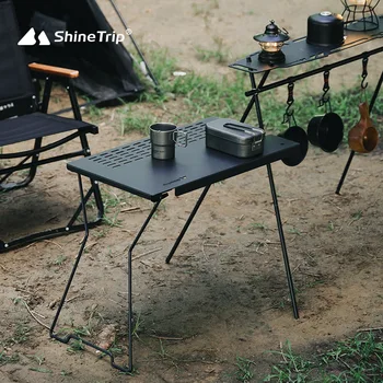 ShineTrip, Градинска Преносим полк, Приставной маса, Сгъваема маса от метална мрежа за Къмпинг, Безплатен комбинирана плоча удлинительная