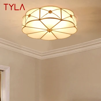 Тавана лампа TYLA Nordic от Месинг, Модерен Ретро лампа, Луксозни медни led осветителни тела, декорация за дома, хол