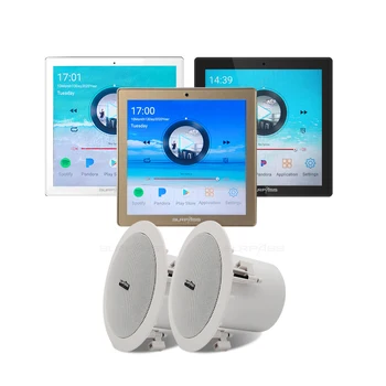 Превъзходен 4-инчов сензорен екран WiFi Син зъб, музикален контролер, усилвател, високоговорители, озвучителна система за дома и хотела BGM