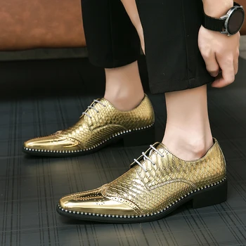 Офис Италиански обувки-Oxfords за мъжете Офис 2023 Бизнес костюм Елегантни обувки за мъже Класически обувки за мъже от лачена кожа