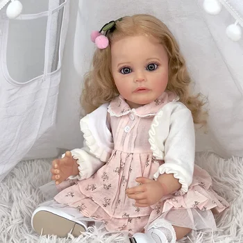 22-инчовата Сю-Сю Силиконова Възстановената момиченце-бебе Принцеса Ръчно рисувани Корени на Косата Водоустойчива играчка за момичета