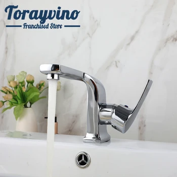 Torayvino Смесител за тоалетна мивка и за баня, Хром, Специален, за Бортике, С един отвор и изход на топла и студена вода, Миксери