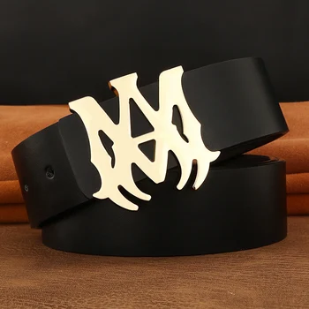 Висококачествени дизайнерски колани с катарама във формата на буквата на личността от естествена кожа клас лукс известната марка younht cowboy ceinture homme