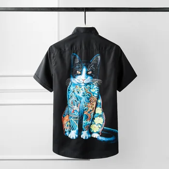 Висококачествена и луксозна бижутерия памучен риза с къси ръкави, тениска с яка-часова, мъжки бизнес тениска с ревери и къси ръкави